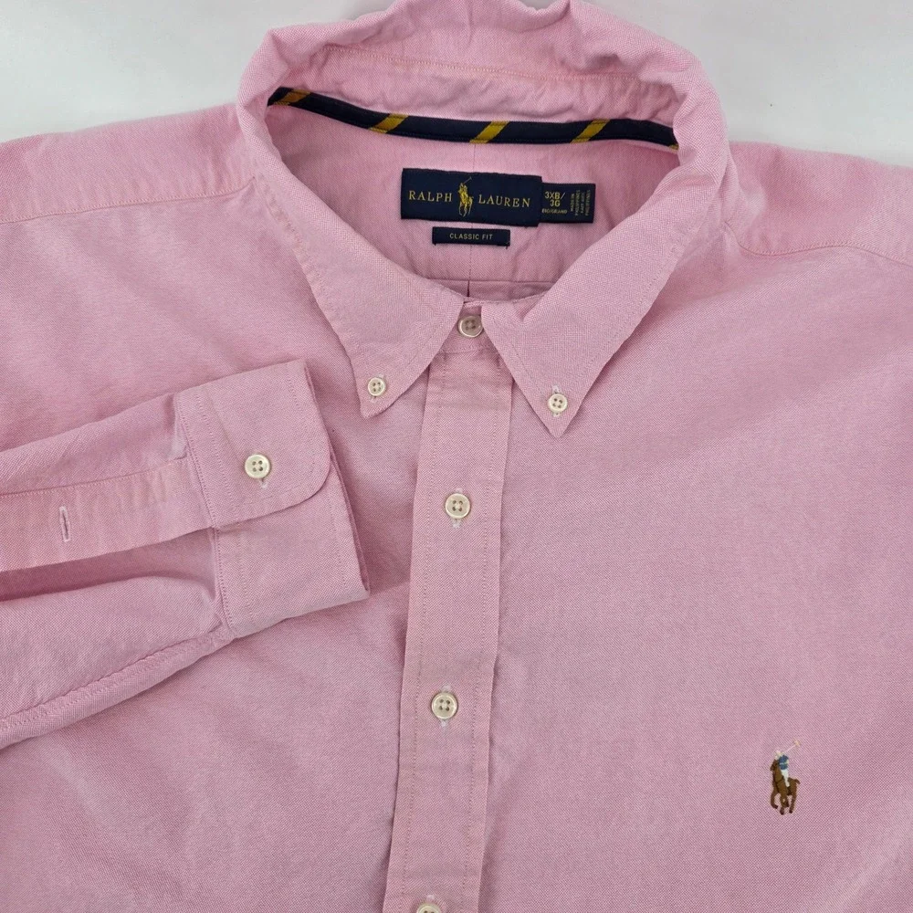 Ralph Lauren Oxford Shirt Mens 3XB Classic Cotton Pink Heritage Preppy Ivy Big